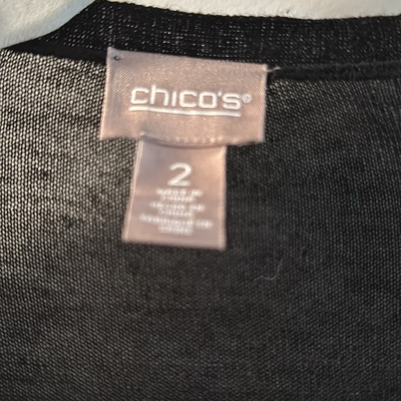 Chicos, size 2 black cardigan, three-quarter sleeve worn once ex con very light - Picture 2 of 3